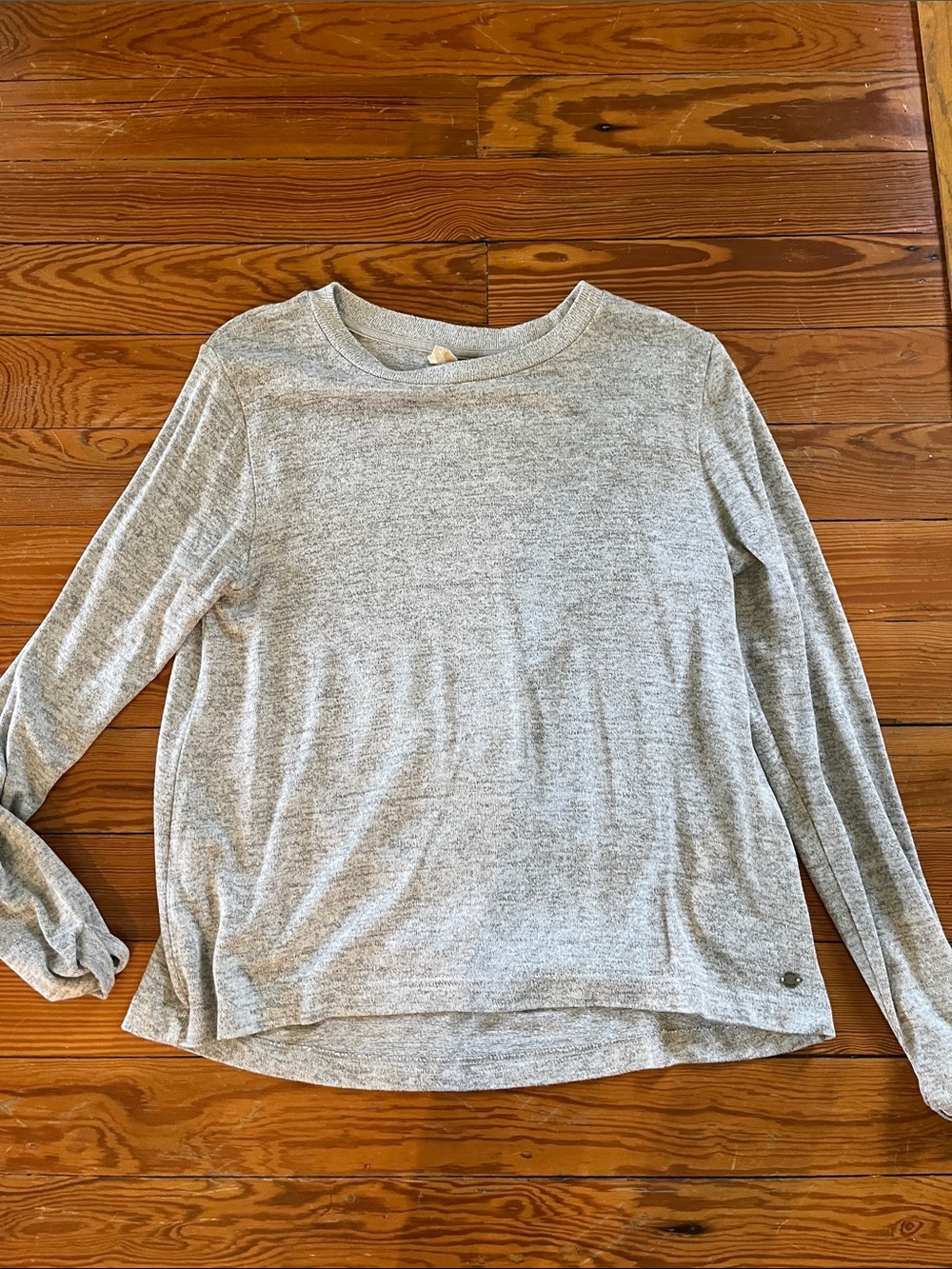 Roxy Heather Gray Long Sleeve Crew Neck Light Sweater